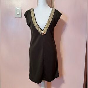 Source Unknown Black Dress with Gold Accents